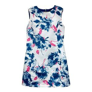 Cynthia Steffe Floral Watercolor Cocktail Mini Dress White Blue Pink Size 4